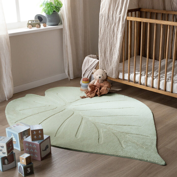 Kinderteppich Waschbar - Coco Blatt Grün