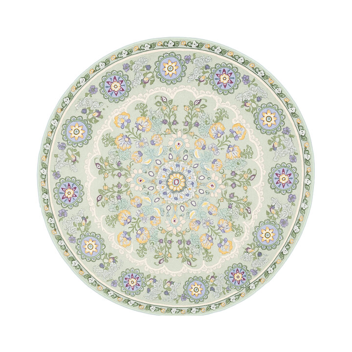 Teppich Vintage Rund - Bibi Medaillon Grün Mint - 1