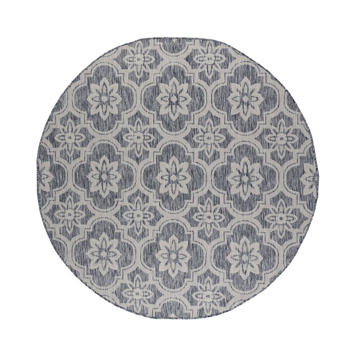 In- & Outdoor Teppich Rund - Rio Flower Blau - 1