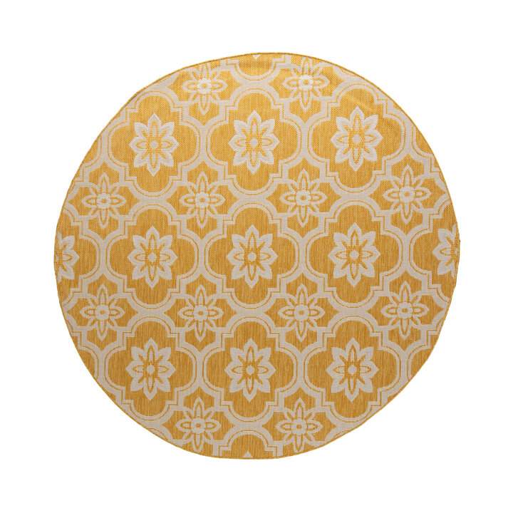 In- & Outdoor Teppich Rund - Rio Flower Gelb - 1