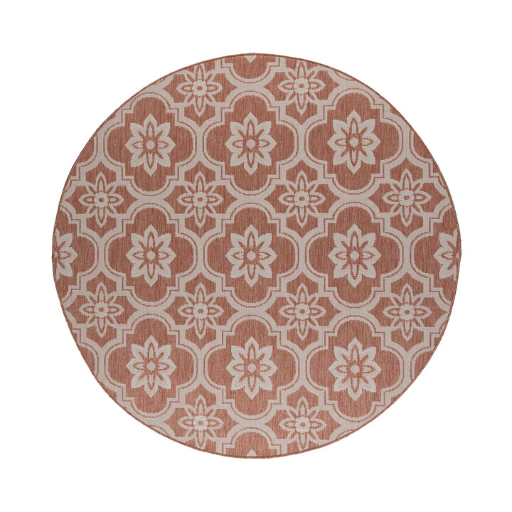In- & Outdoor Teppich Rund - Rio Flower Rosa - 1