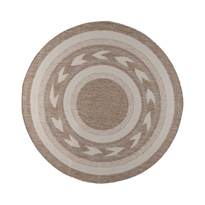 Garten Teppich Rund - Nusa Orbit Beige Creme - 1