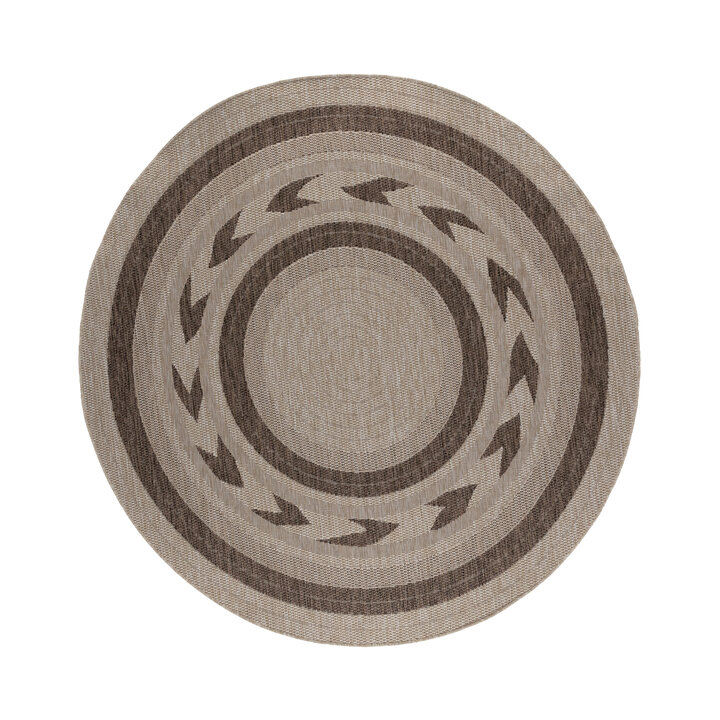Garten Teppich Rund - Nusa Orbit Braun Creme - 1