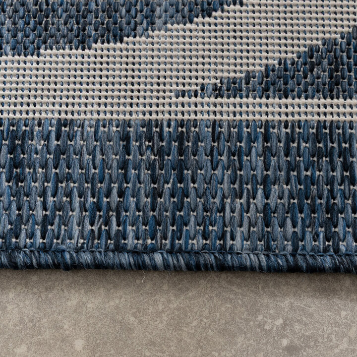In- & Outdoor Teppich - Isla Medaillon Blau Weiß - 5