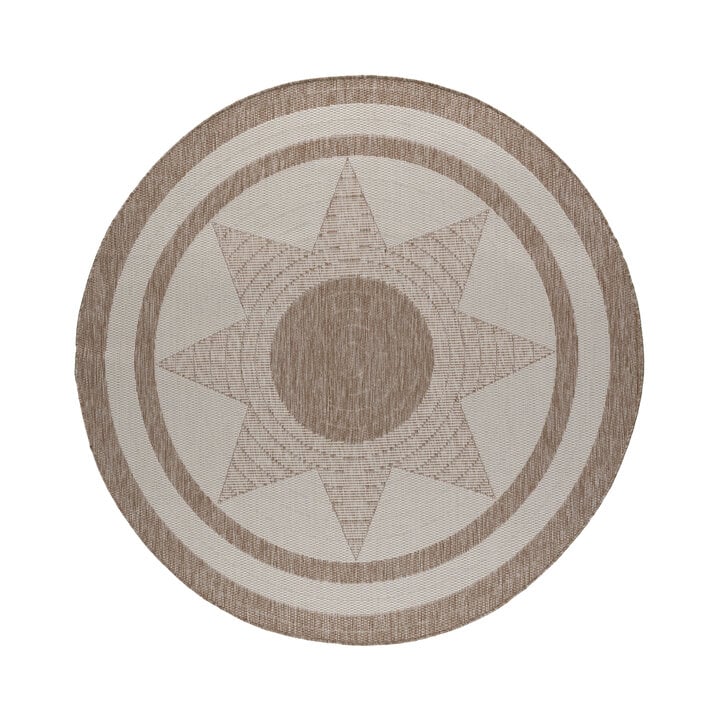 Garten Teppich Rund - Nusa Sun Beige Creme - 1