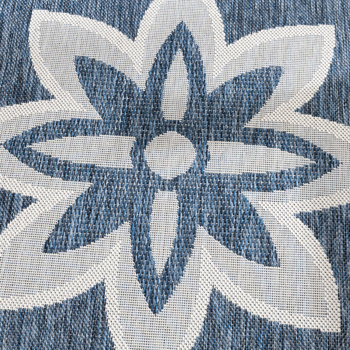 In- & Outdoor Teppich Rund - Isla Medaillon Blau Weiß - 3
