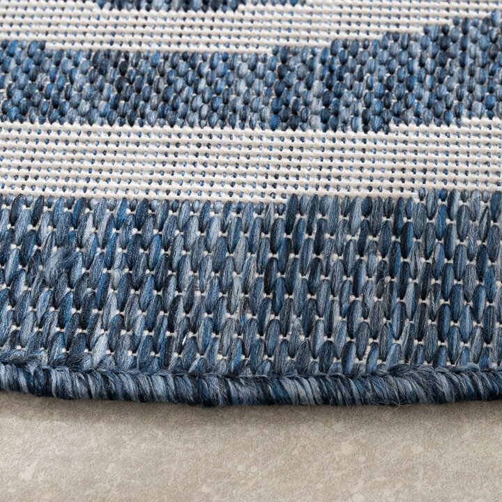In- & Outdoor Teppich Rund - Isla Medaillon Blau Weiß - 5
