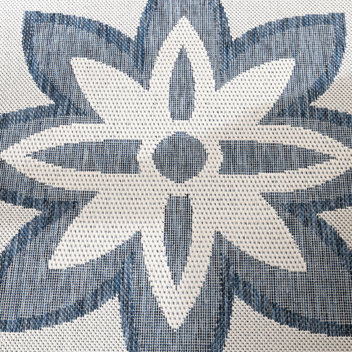 In- & Outdoor Teppich Rund - Isla Medaillon Weiß Blau - 3