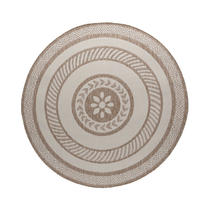 Garten Teppich Rund - Nusa Medallion Beige Creme  - 1