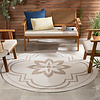 In- & Outdoor Teppich Rund - Isla Medaillon Weiß Beige - thumbnail