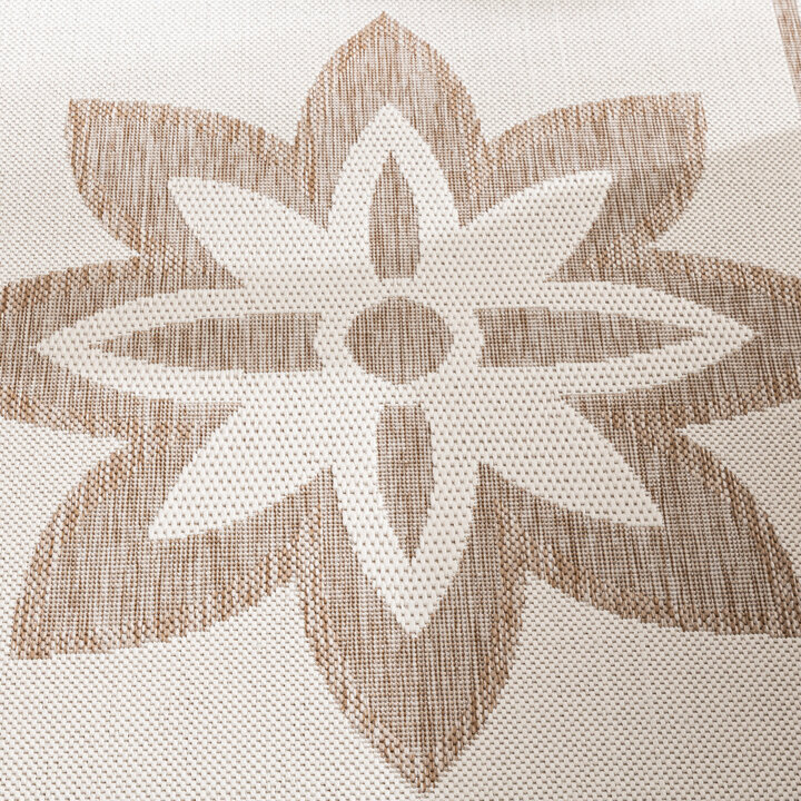 In- & Outdoor Teppich Rund - Isla Medaillon Weiß Beige - 3