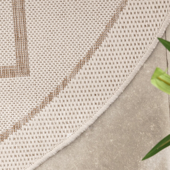 In- & Outdoor Teppich Rund - Isla Medaillon Weiß Beige - 4