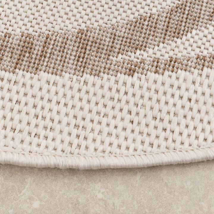In- & Outdoor Teppich Rund - Isla Medaillon Weiß Beige - 5