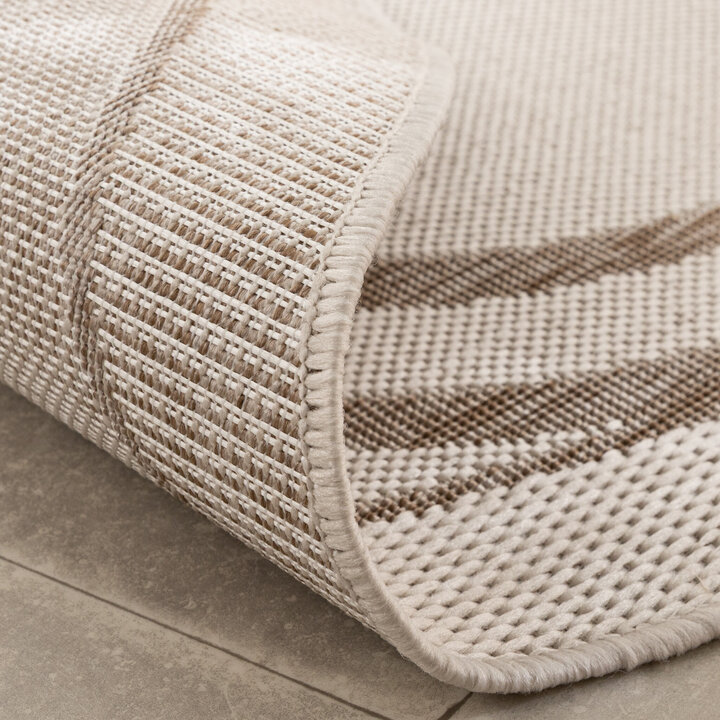In- & Outdoor Teppich Rund - Isla Medaillon Weiß Beige - 6