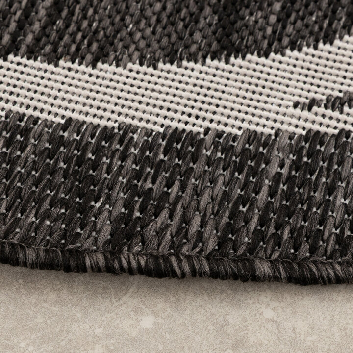 In- & Outdoor Teppich Rund - Isla Medaillon Schwarz Weiß - 5