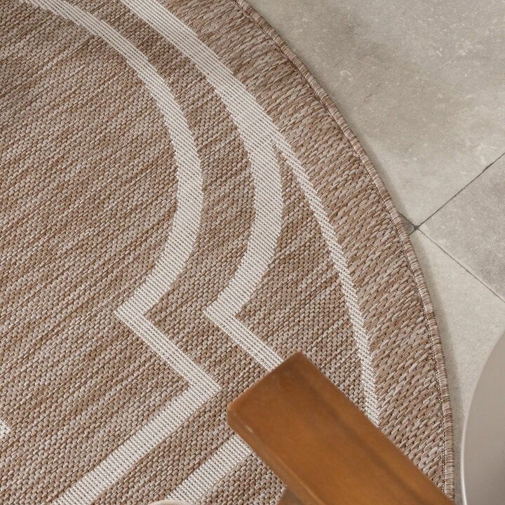 In- & Outdoor Teppich Rund - Isla Medaillon Beige Weiß - 2
