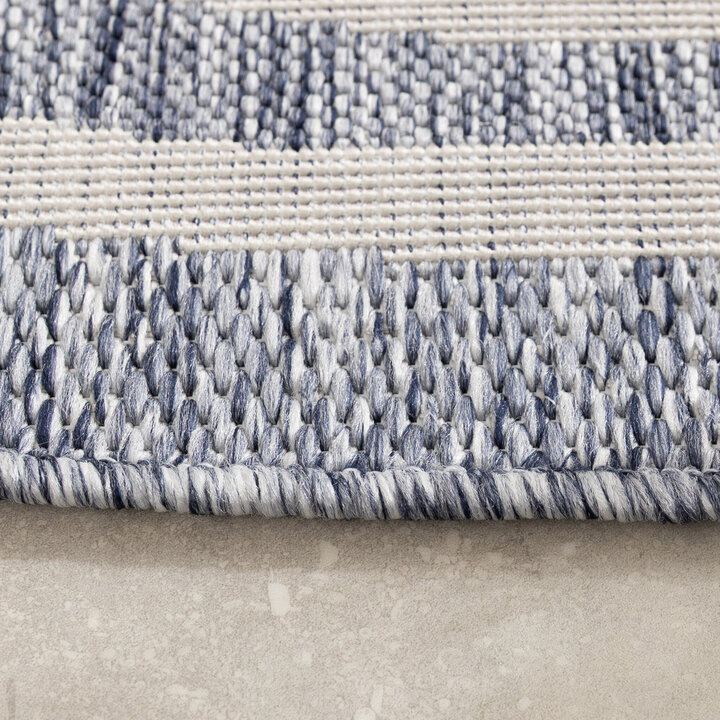 In- & Outdoor Teppich Rund - Isla Medaillon Hellblau Weiß - 5