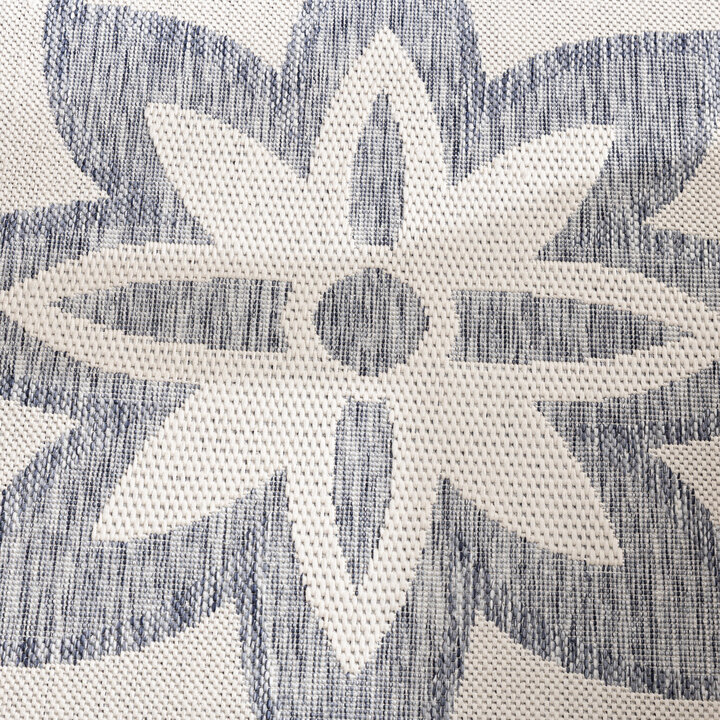 In- & Outdoor Teppich Rund - Isla Medaillon Weiß Hellblau - 3
