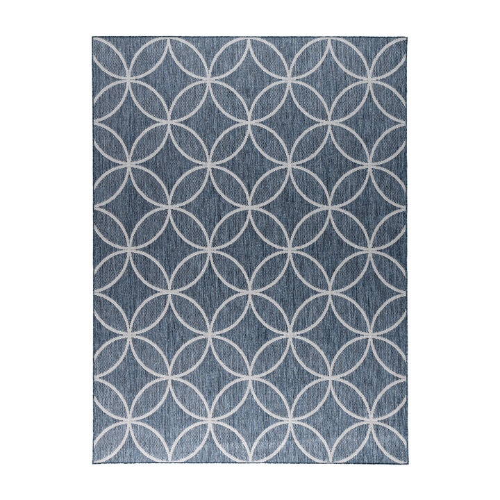 Geometrischer Outdoor Teppich - Faro Ripple Blau - 1