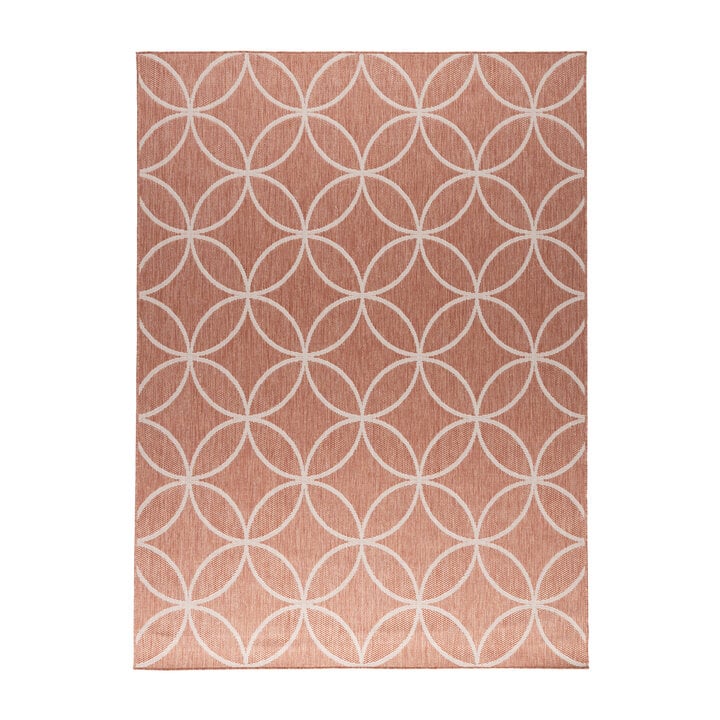 Geometrischer Outdoor Teppich - Faro Ripple Rosa - 1