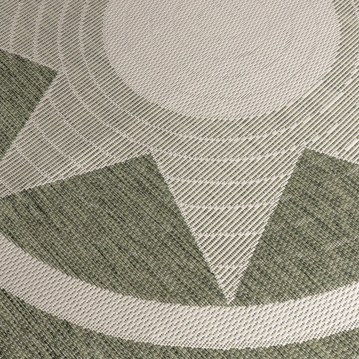 Garten Teppich Rund - Nusa Sun Grün Creme - 2