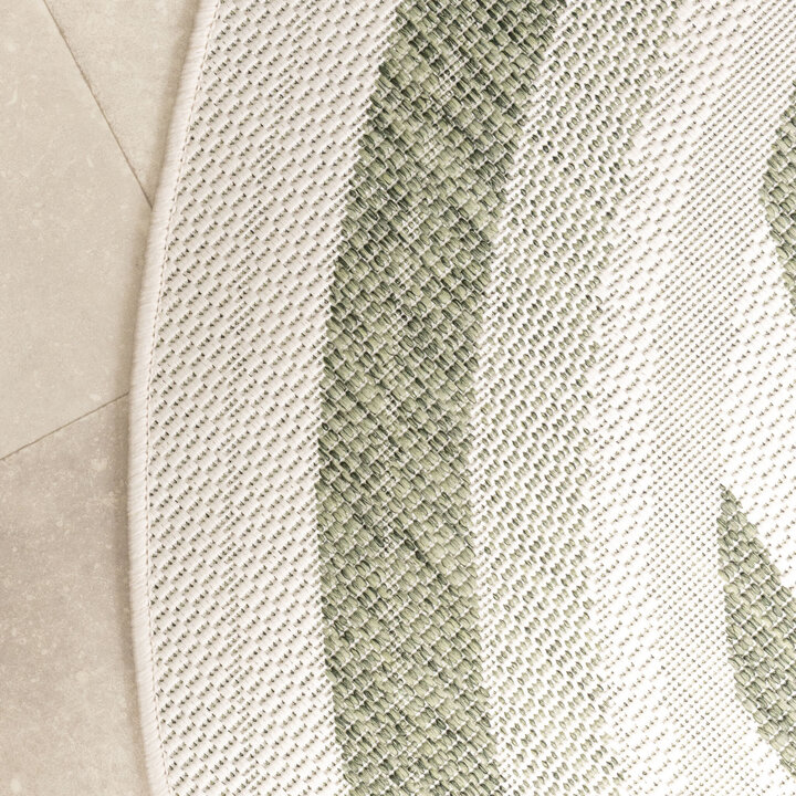 Garten Teppich Rund - Nusa Orbit Grün Creme - 3