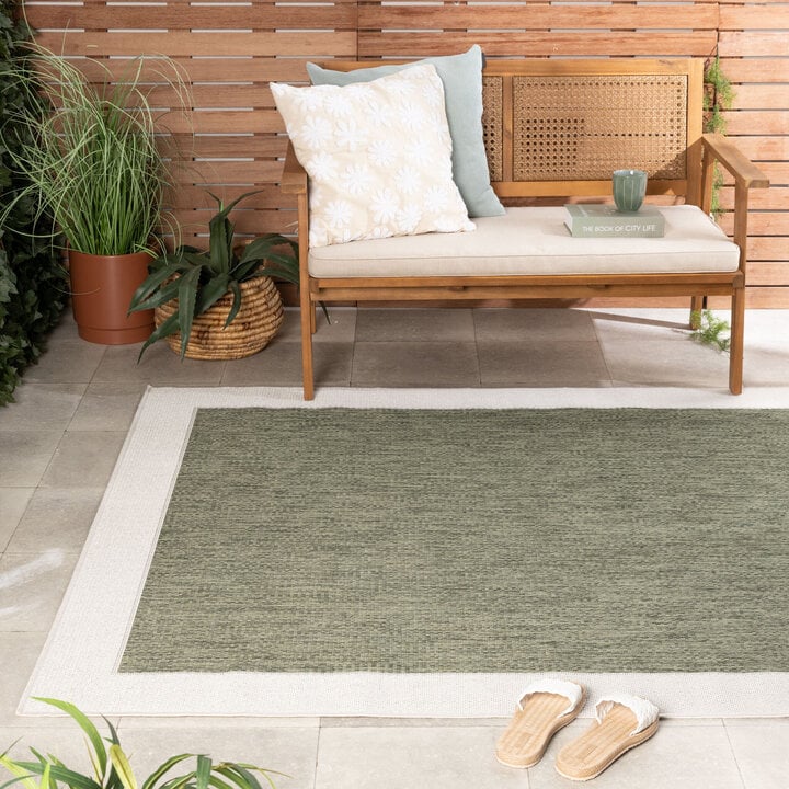Garten Teppich - Nusa Border Grün Creme