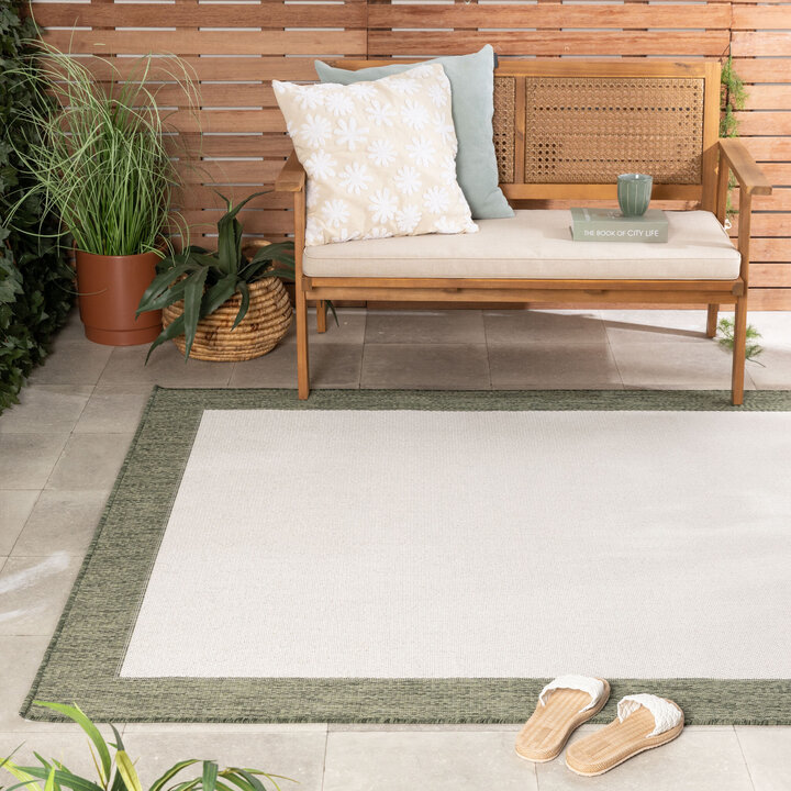 Garten Teppich - Nusa Border Creme Grün