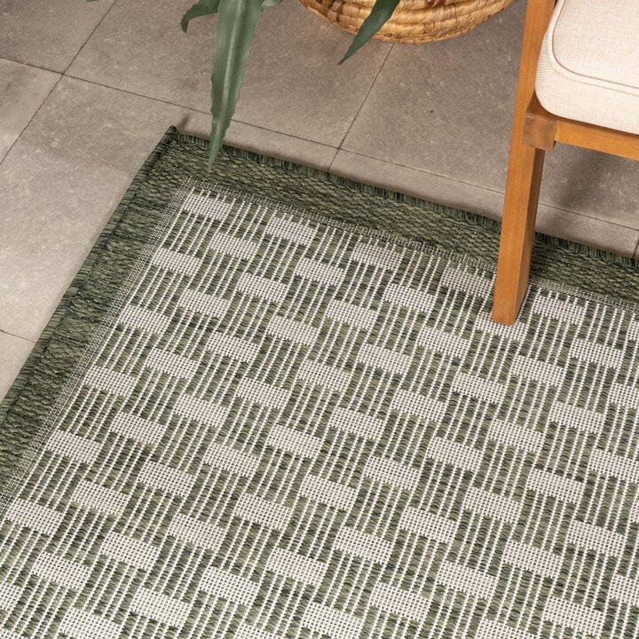 Garten Teppich - Nusa Loom Grün Creme - 1