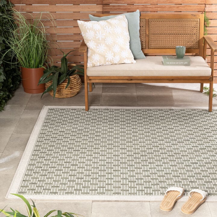 Garten Teppich - Nusa Loom Creme Grün