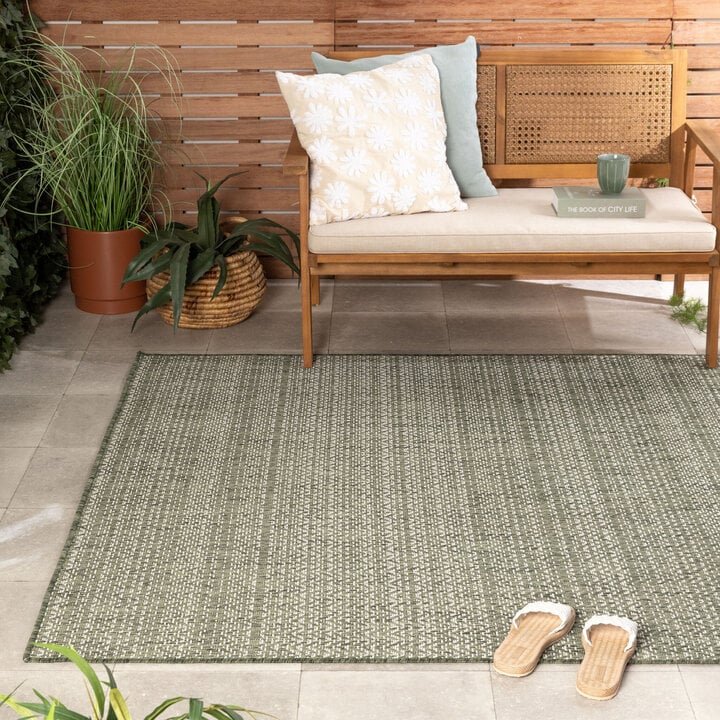 Garten Teppich - Nusa Lines Grün Creme