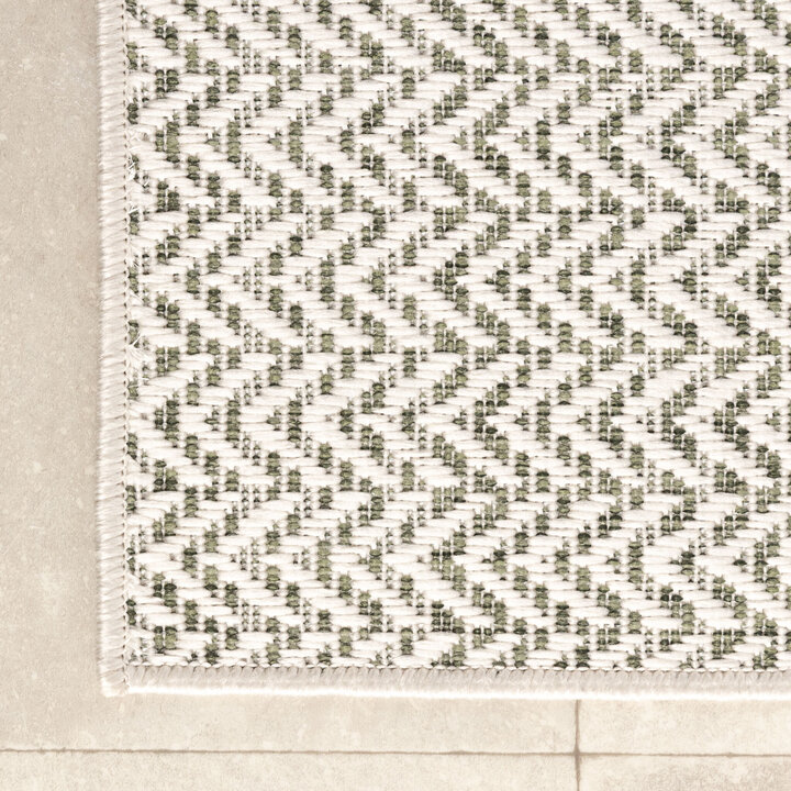 Garten Teppich - Nusa Lines Creme Grün - 3