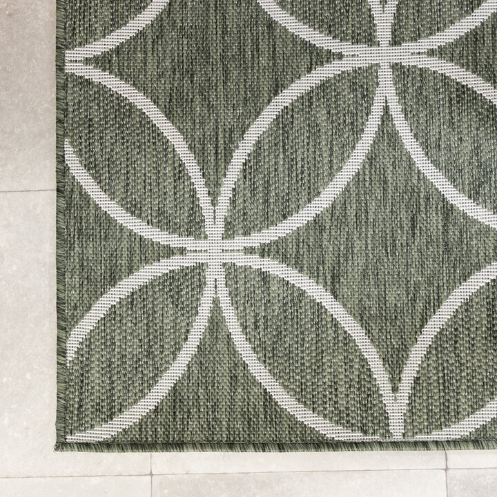 Geometrischer Outdoor Teppich - Faro Ripple Grün  Weiß - 3