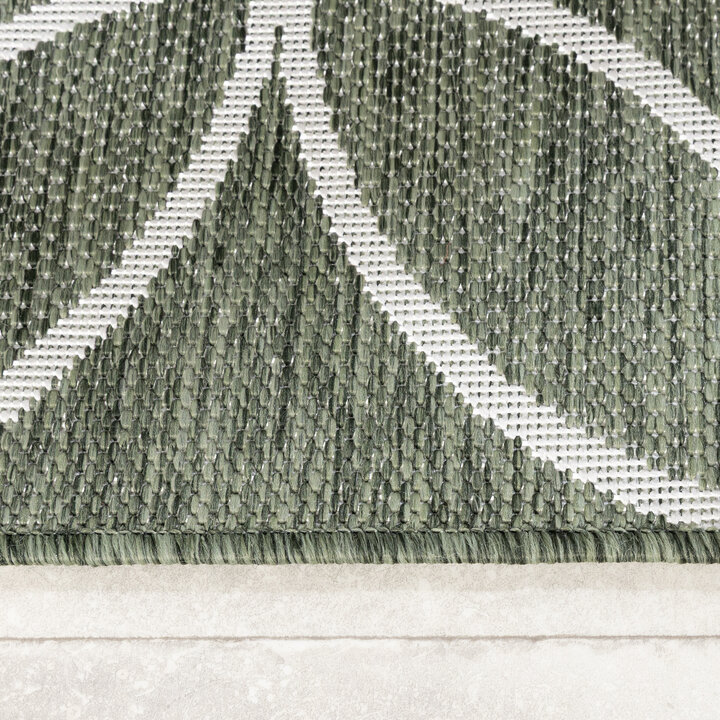 Geometrischer Outdoor Teppich - Faro Ripple Grün  Weiß - 4