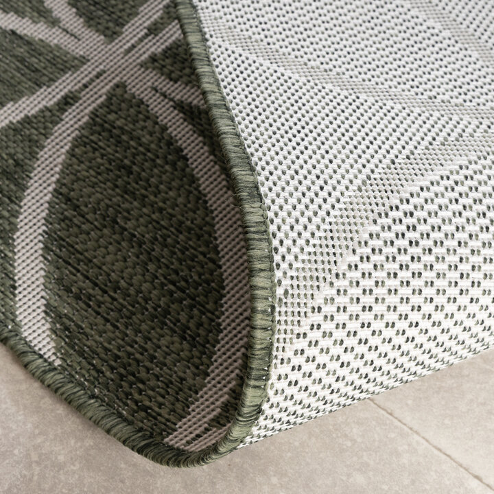 Geometrischer Outdoor Teppich - Faro Ripple Grün  Weiß - 5