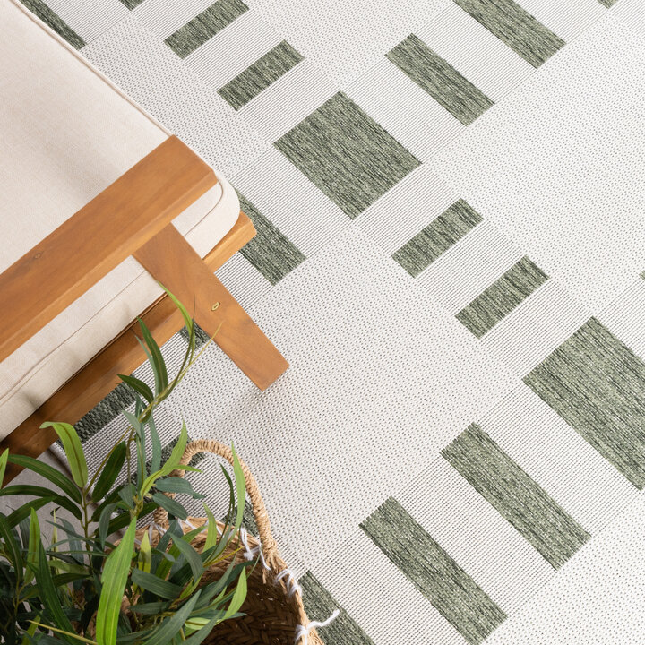 Geometrischer Outdoor Teppich - Faro Tiles Grün - 1