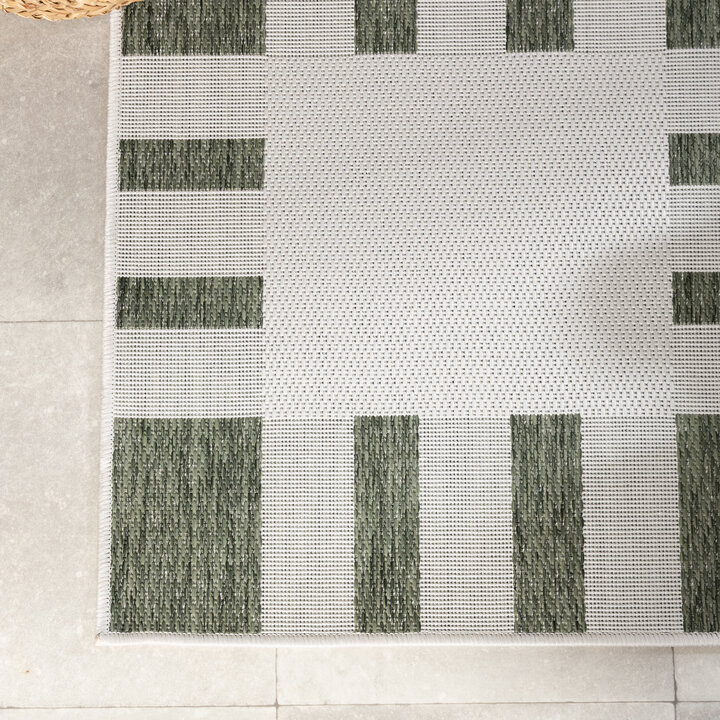 Geometrischer Outdoor Teppich - Faro Tiles Grün - 3