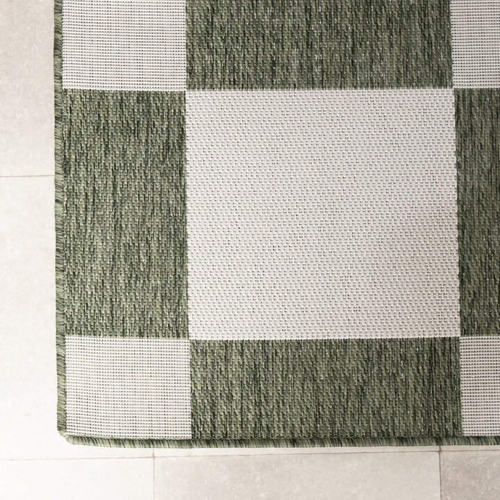Geometrischer Outdoor Teppich - Faro Blocks Grün - 3