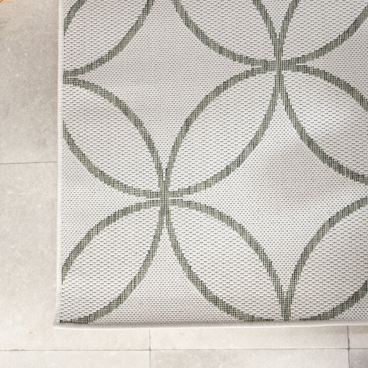Geometrischen Outdoor Teppich - Faro Ripple Weiß Grün - 3