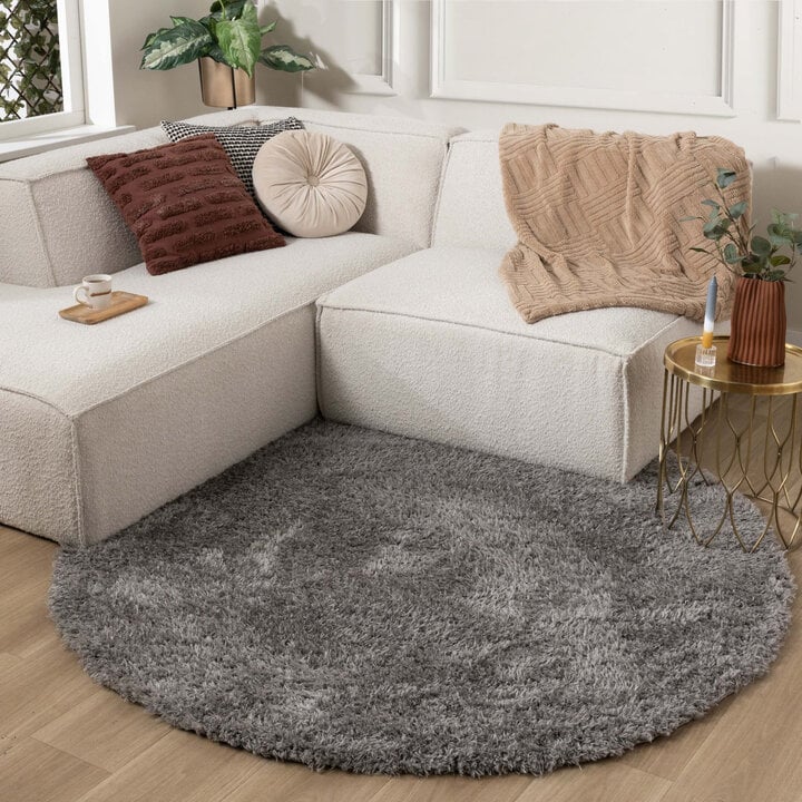 Shaggy Teppich Rund - Blaze Grau