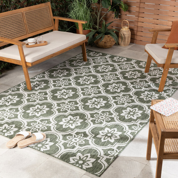 In- & Outdoor Teppich - Rio Flower Grün