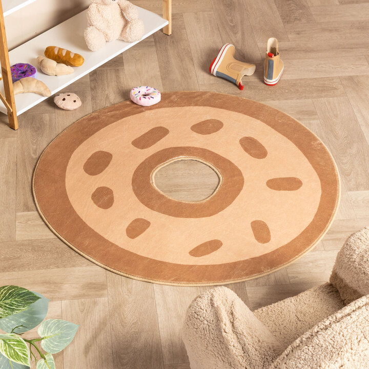 Waschbarer Kinderteppich - Lexi Donut Braun 