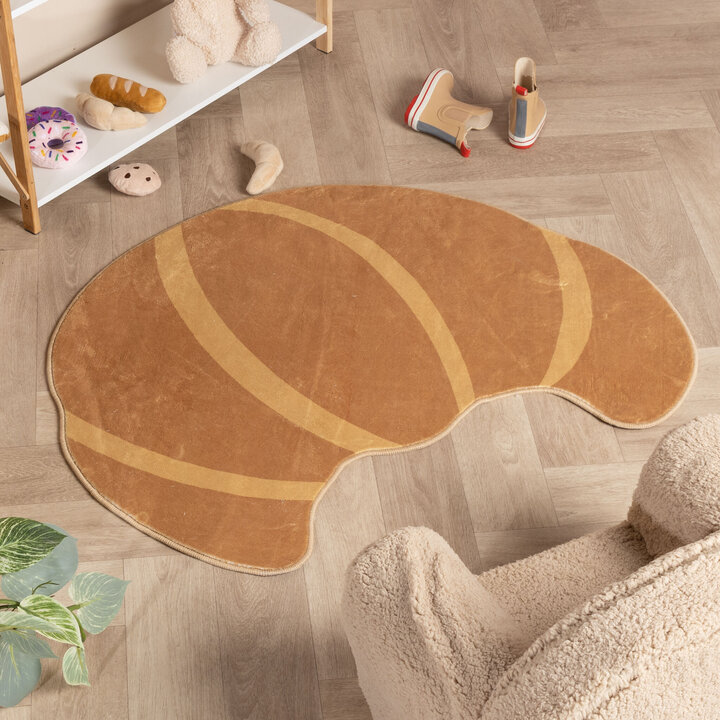 Waschbarer Kinderteppich - Lexi Croissant Braun 