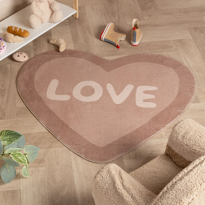 Waschbarer Kinderteppich - Lexi Heart Rosa