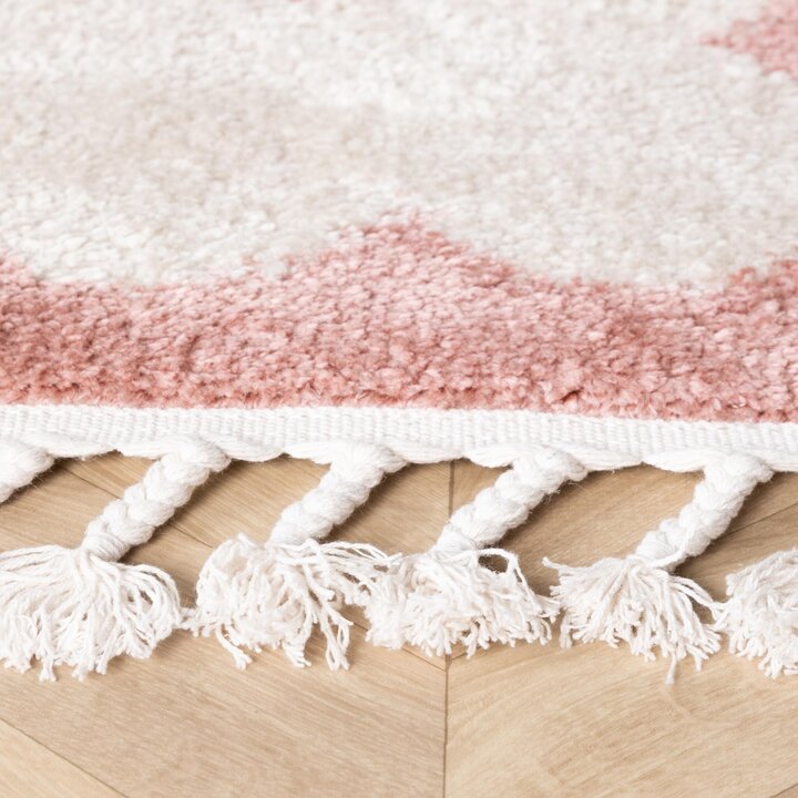 Waschbarer Kinderteppich - Moos Star Rosa - 5