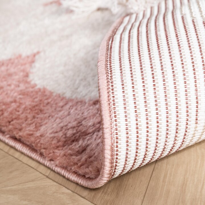 Waschbarer Kinderteppich - Moos Star Rosa - 6