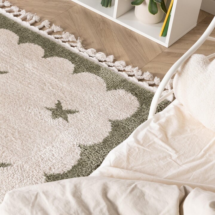 Waschbarer Kinderteppich - Moos Star Grün - 2