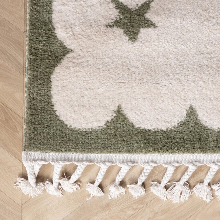 Waschbarer Kinderteppich - Moos Star Grün - 4