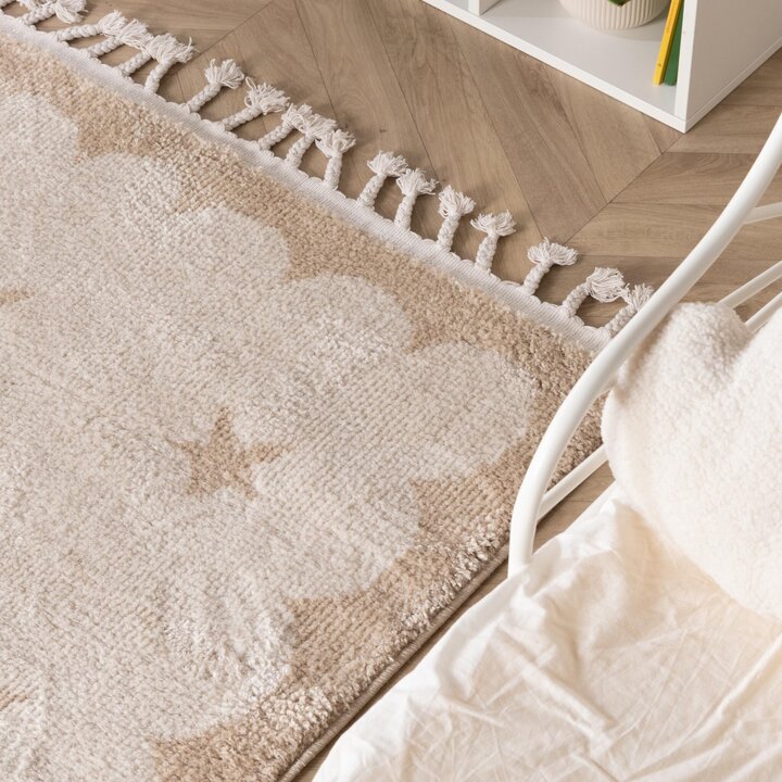 Waschbarer Kinderteppich - Moos Star Creme - 2