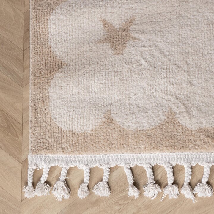 Waschbarer Kinderteppich - Moos Star Creme - 4